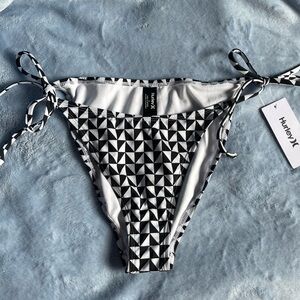Hurley Black and White Geometric Bikini with Side Ties